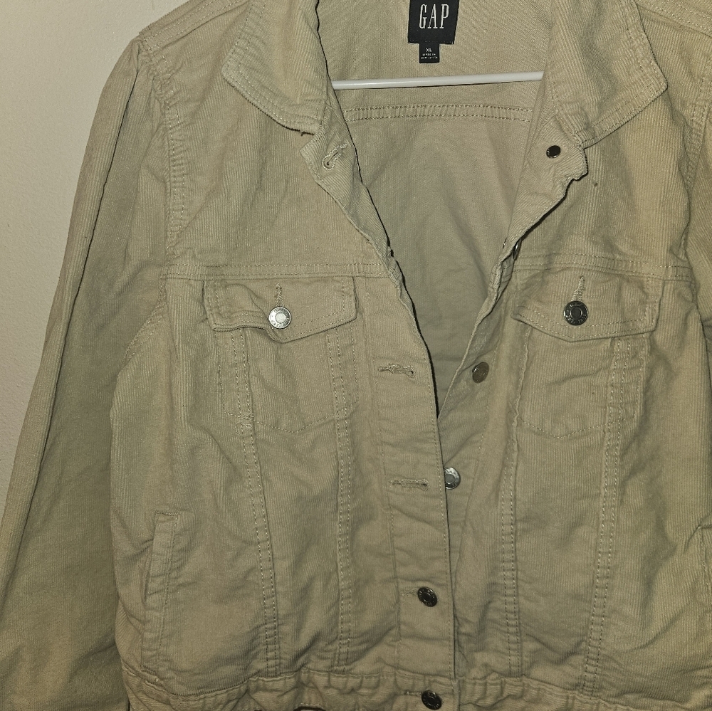 Gap Womens Beige Puff Sleeve Button Up Corduroy Jacket Size X-Large - Picture 3 of 11